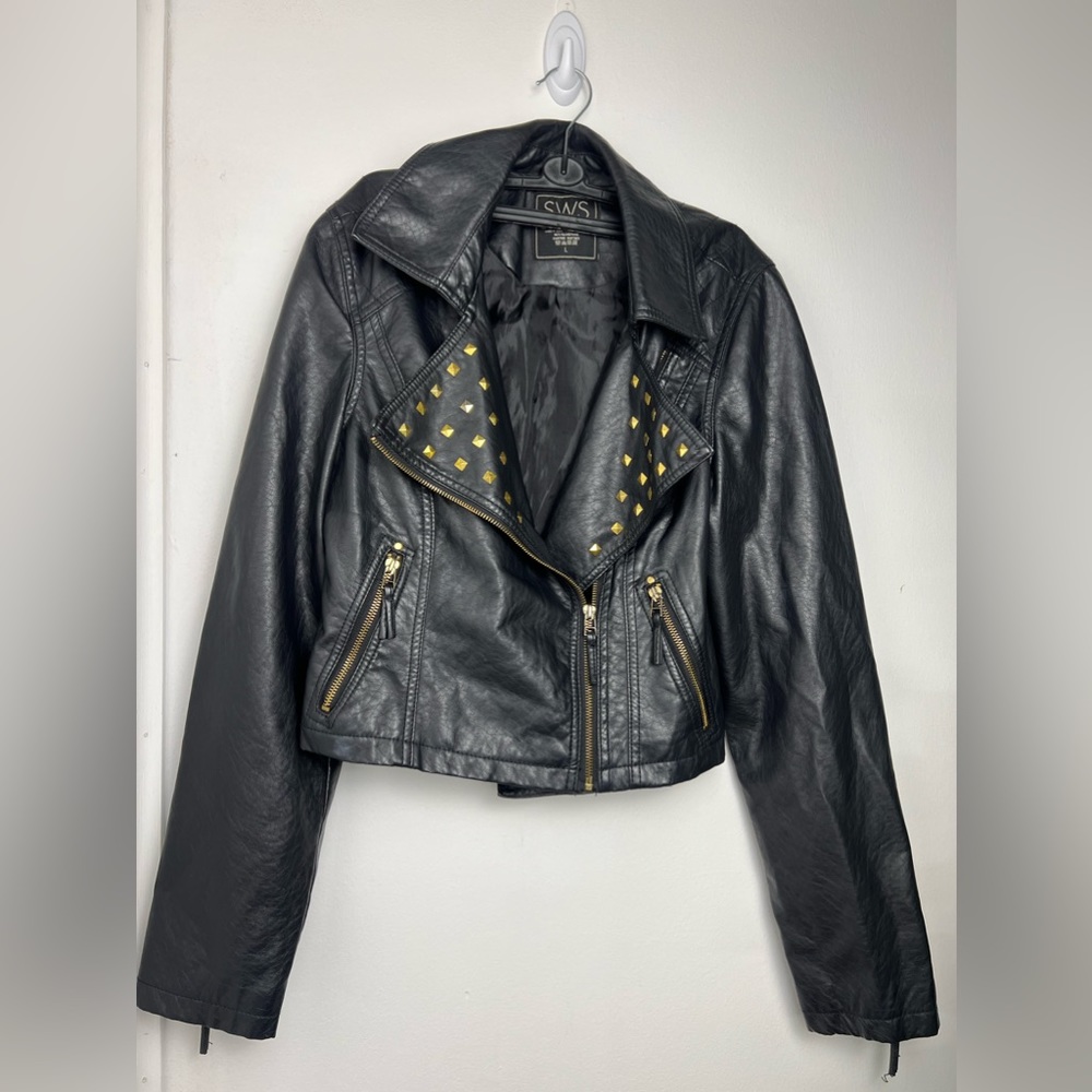Faux leather studded jacket